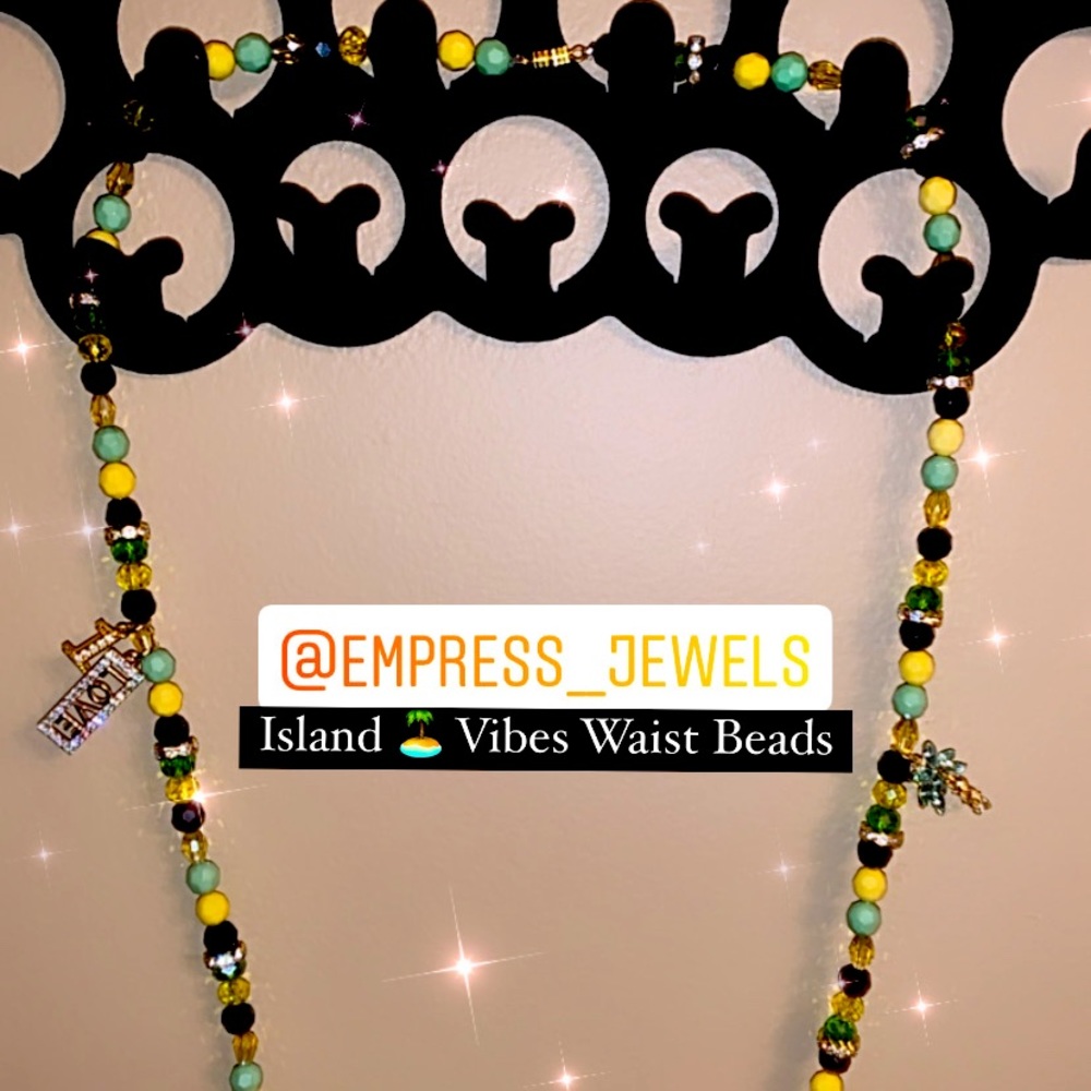 Island waist bead Any Island Color with 2 charms